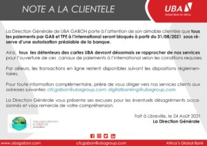 Note à la clientele UBA Gabon